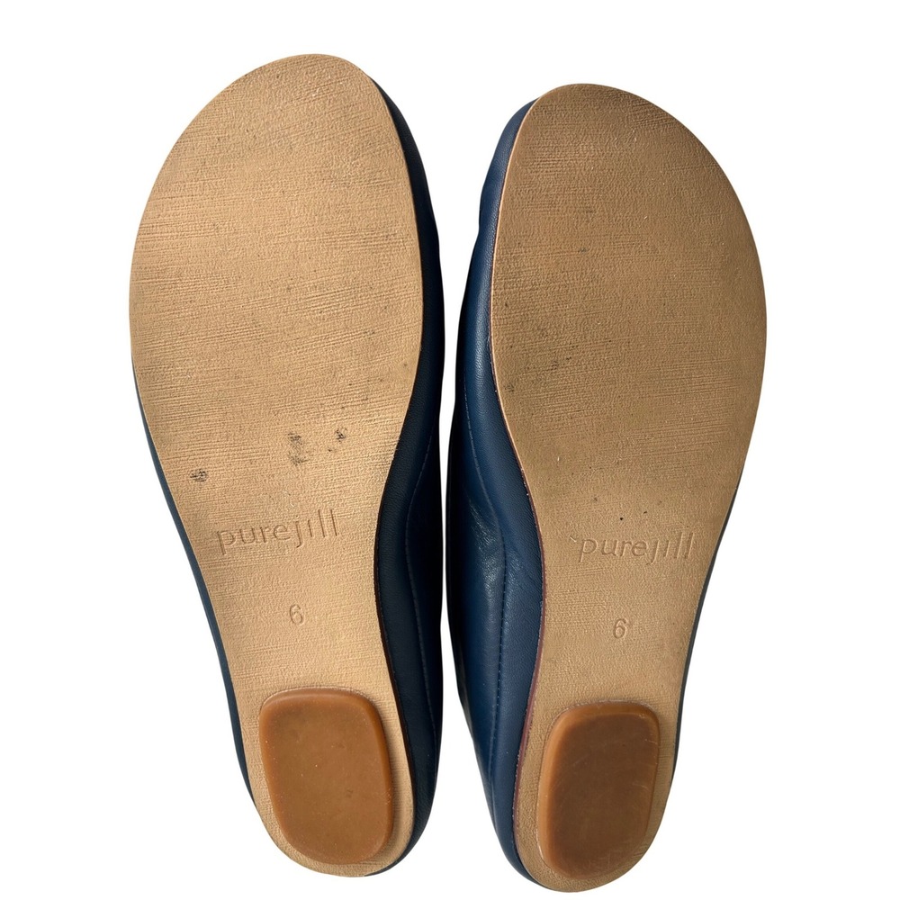 Pure Jill Navy Blue‎ Leather Ballet Flats Round Toe Slip On Shoes Womens Size 6 - Picture 6 of 6